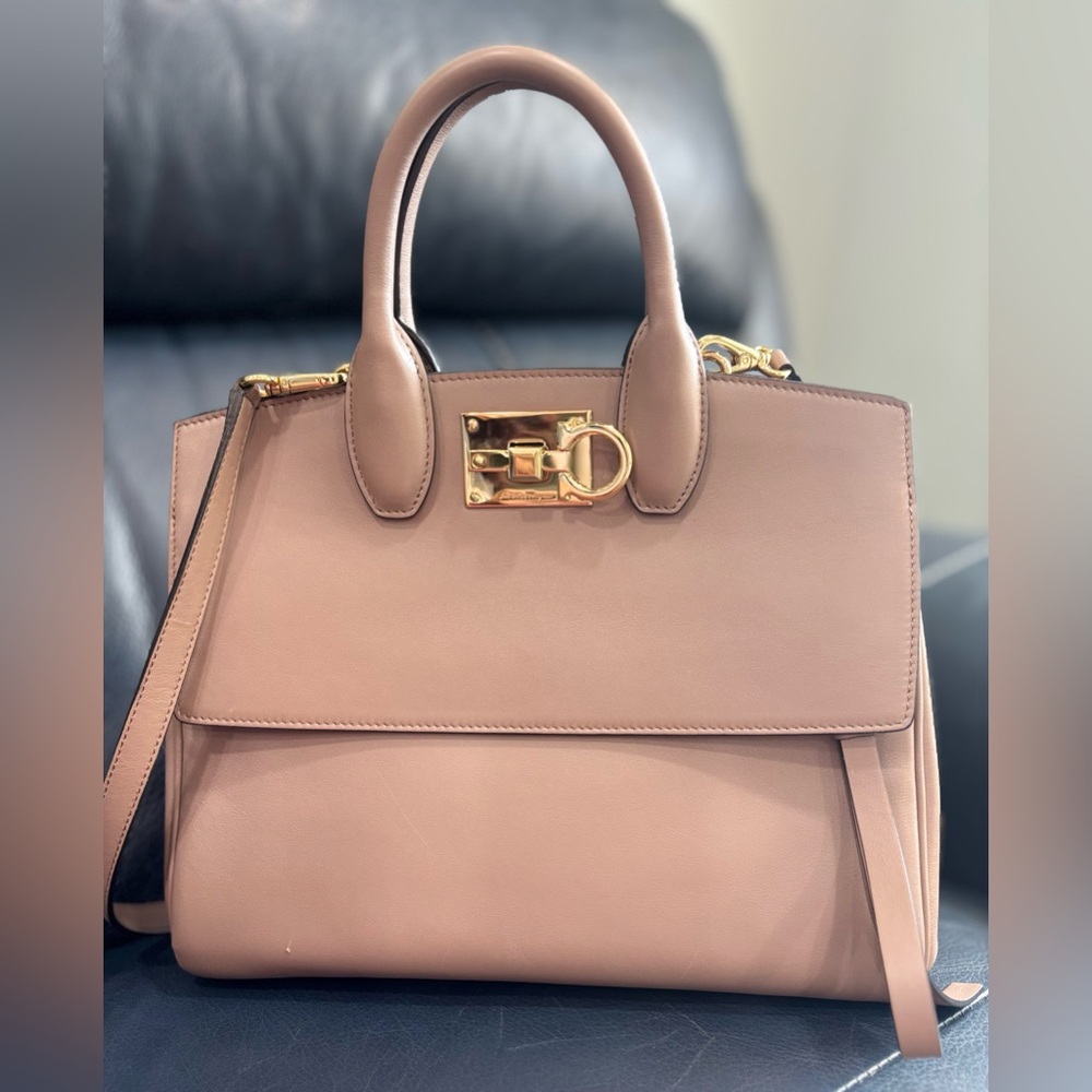 Salvatore Ferragamo STUDIO LEATHER TOP HANDLE BAG Includes CLUTCH!